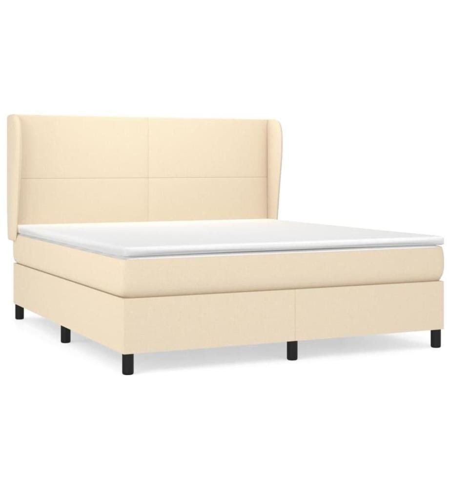 Boxspringbett mit Matratze Creme 160x200 cm Stoff