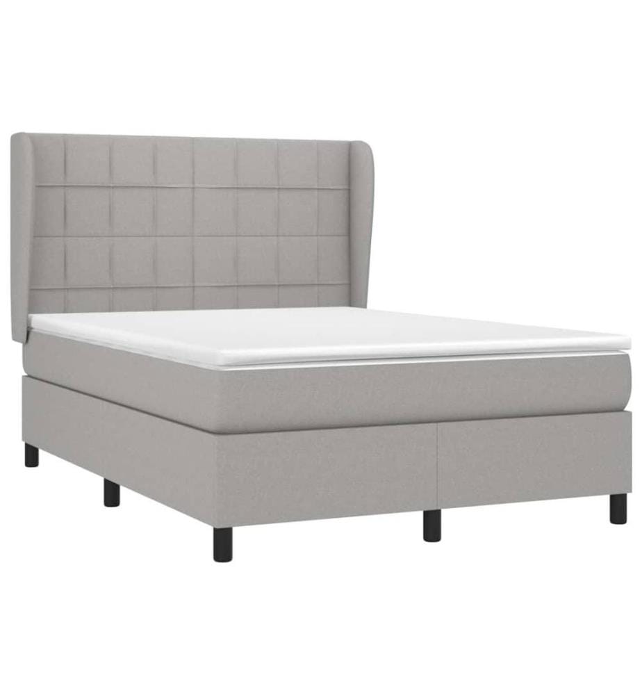 Boxspringbett mit Matratze Hellgrau 140x190 cm Stoff