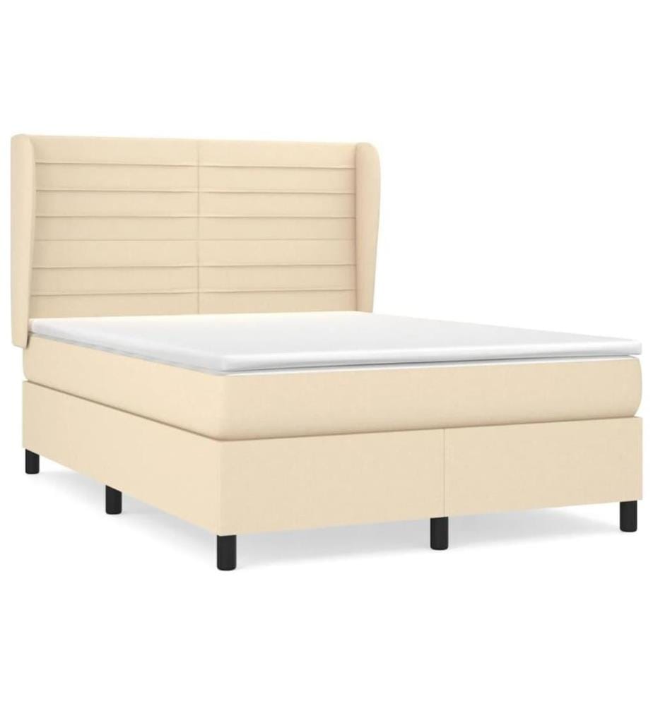 Boxspringbett mit Matratze Creme 140x200 cm Stoff