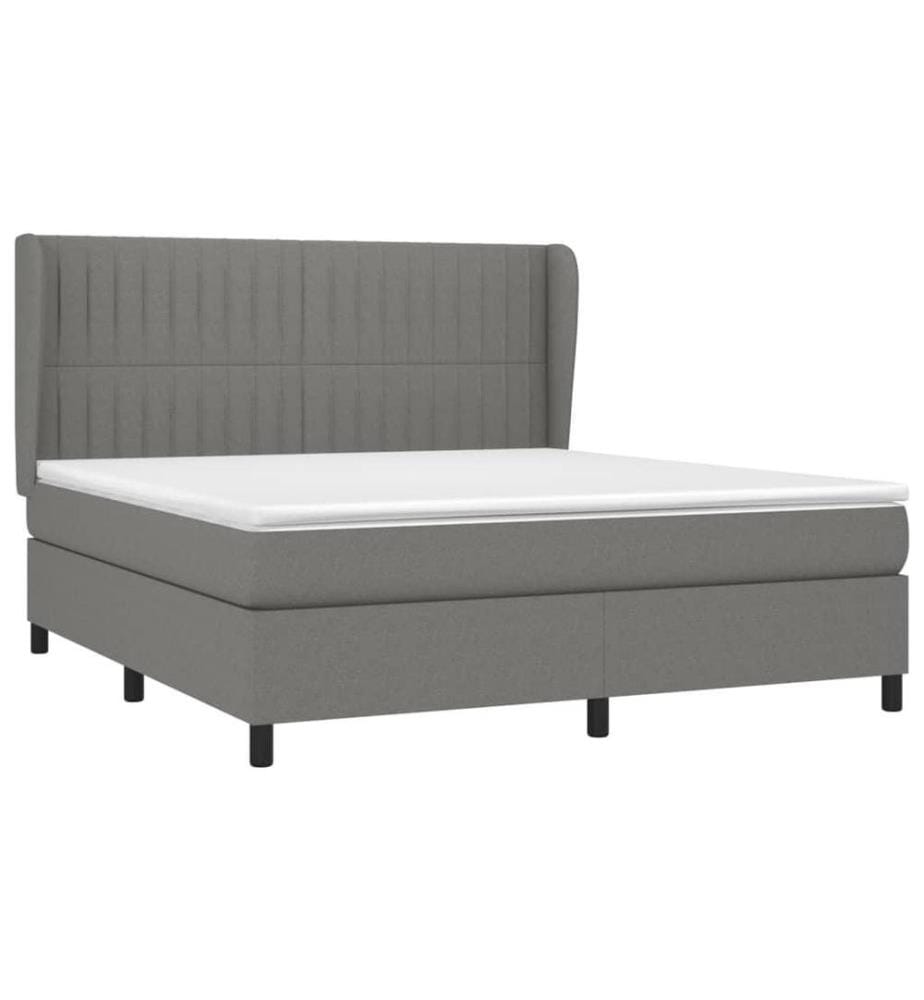 Boxspringbett mit Matratze Dunkelgrau 180x200 cm Stoff