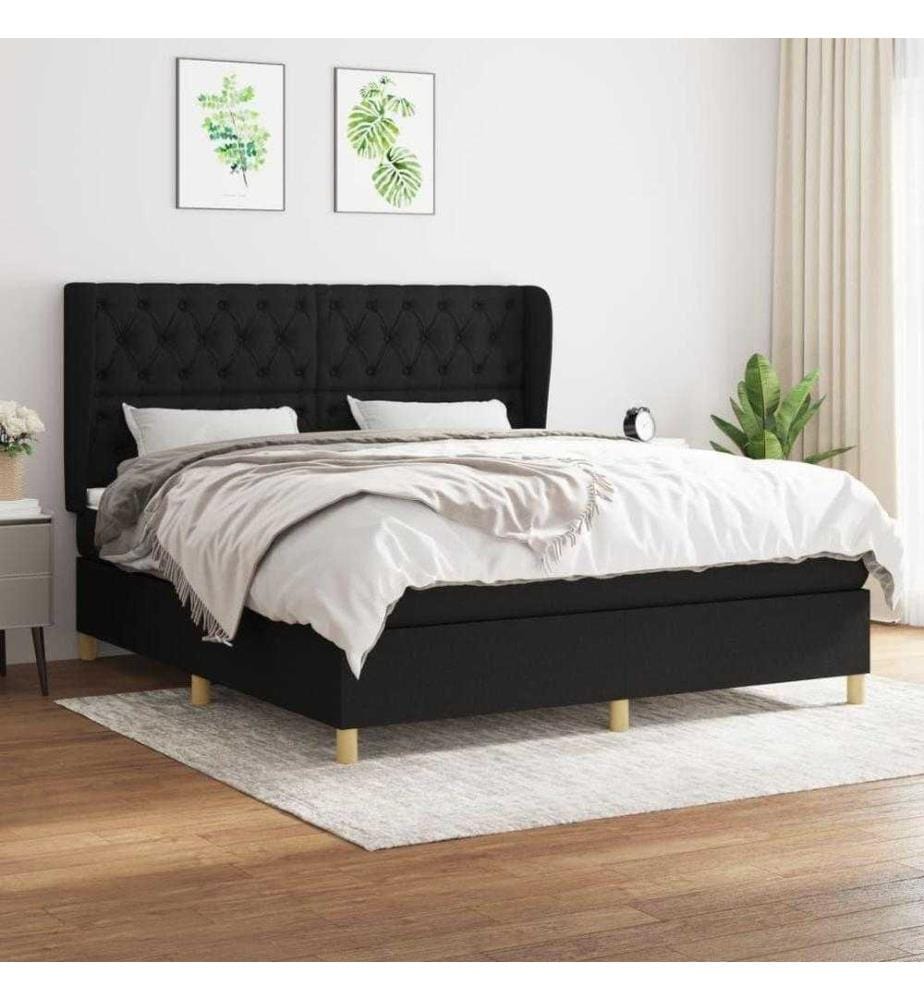 Boxspringbett mit Matratze Schwarz 160x200 cm Stoff