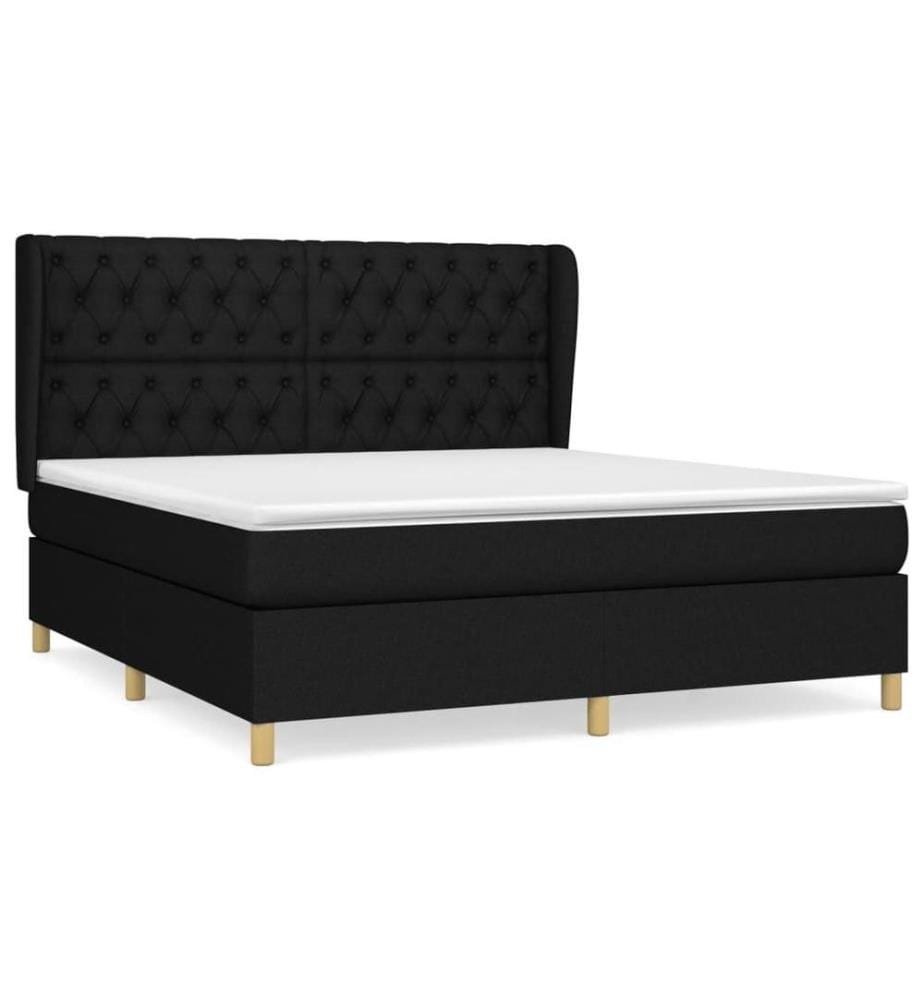 Boxspringbett mit Matratze Schwarz 160x200 cm Stoff