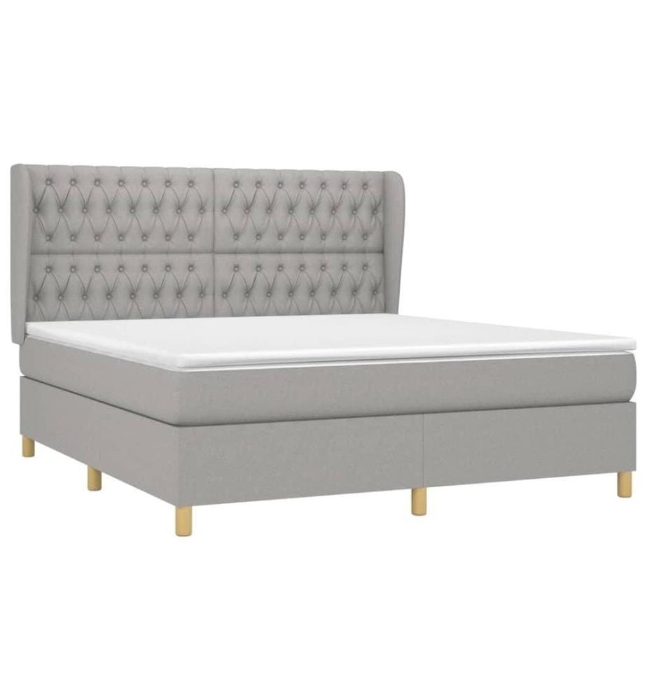 Boxspringbett mit Matratze Hellgrau 180x200 cm Stoff