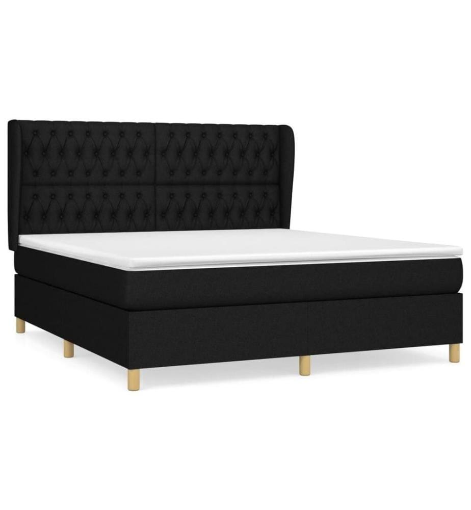 Boxspringbett mit Matratze Schwarz 180x200 cm Stoff
