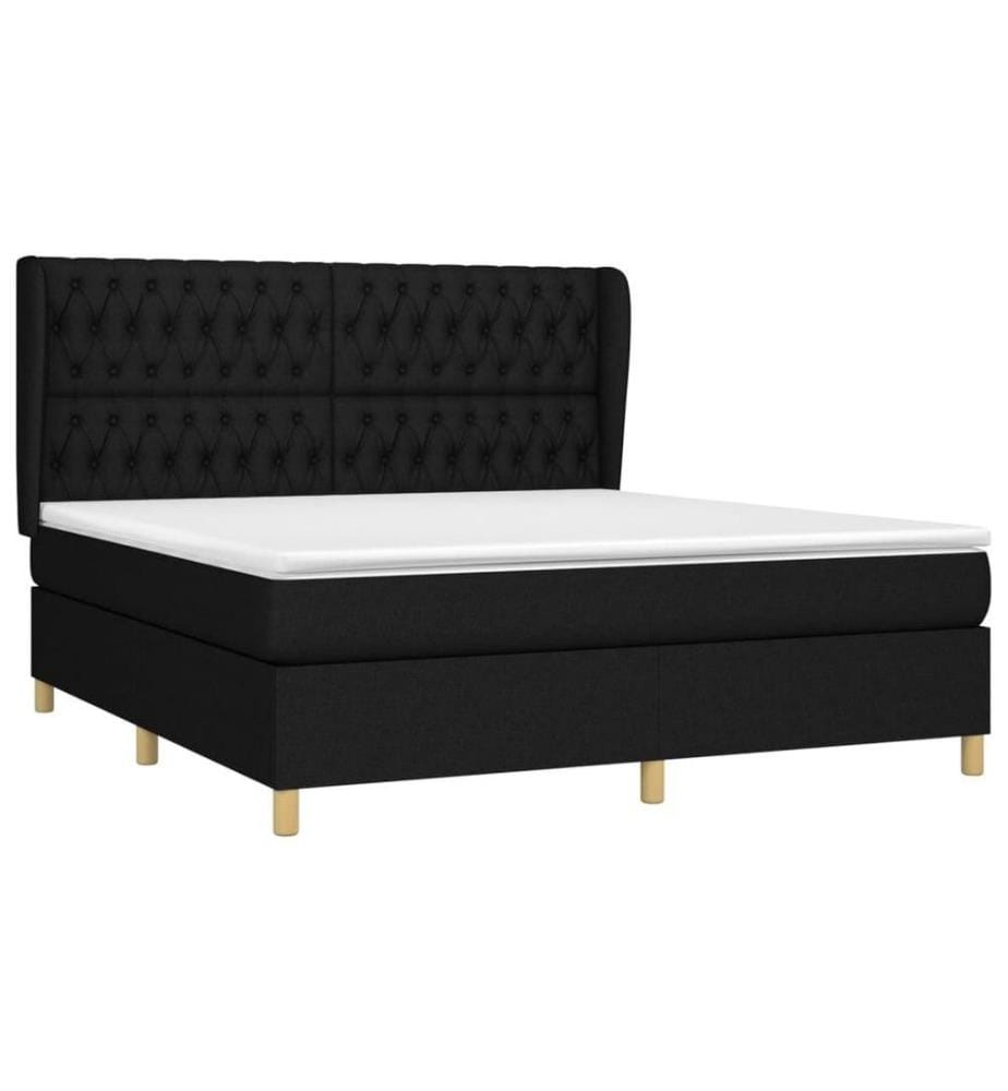 Boxspringbett mit Matratze Schwarz 180x200 cm Stoff