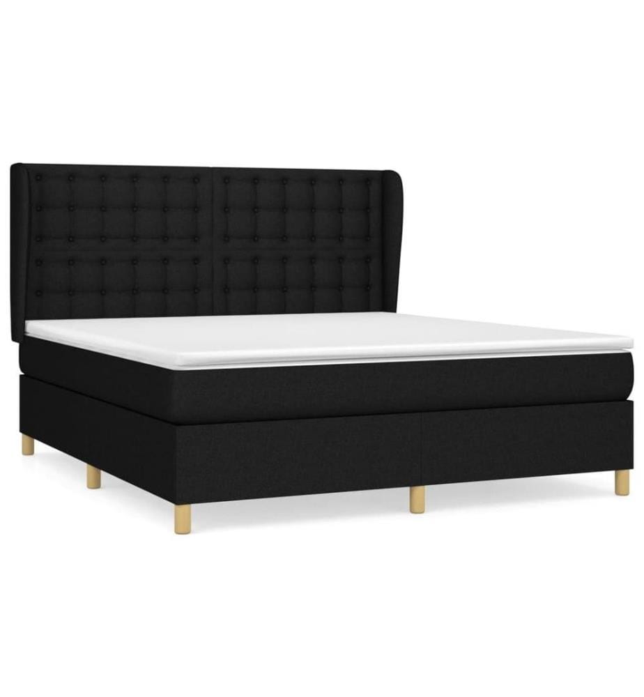 Boxspringbett mit Matratze Schwarz 180x200 cm Stoff
