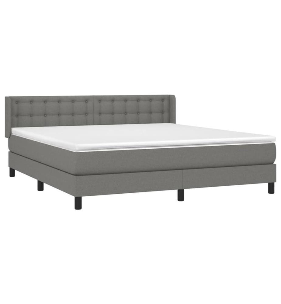 Boxspringbett mit Matratze Dunkelgrau 180x200 cm Stoff