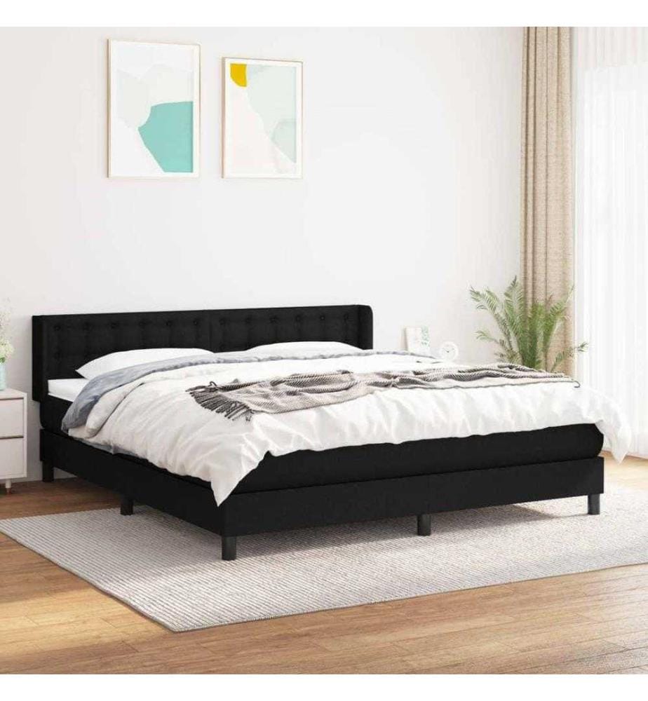 Boxspringbett mit Matratze Schwarz 180x200 cm Stoff