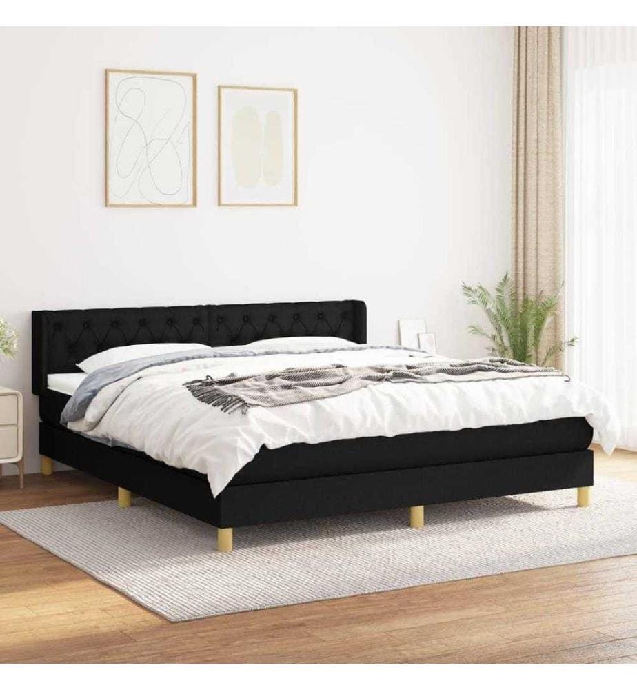Boxspringbett mit Matratze Schwarz 160x200 cm Stoff