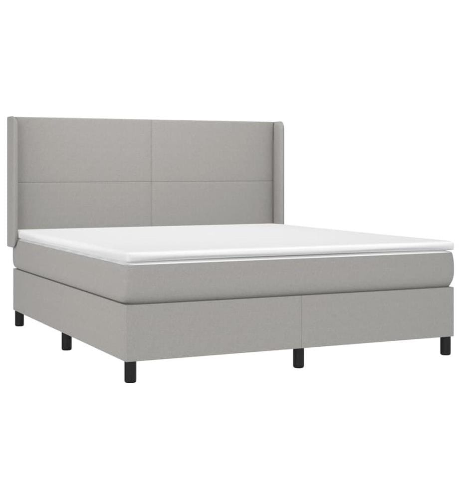 Boxspringbett mit Matratze Hellgrau 180x200 cm Stoff