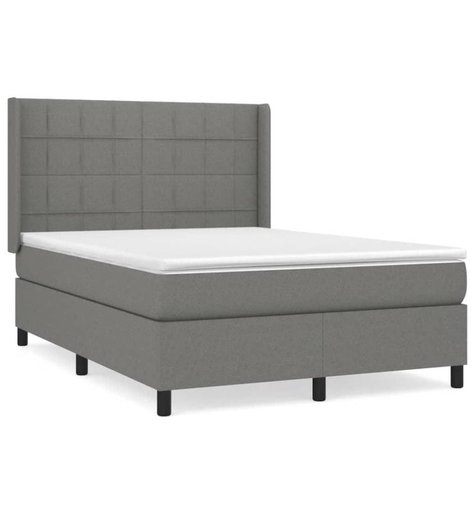 Boxspringbett mit Matratze Dunkelgrau 140x190 cm Stoff