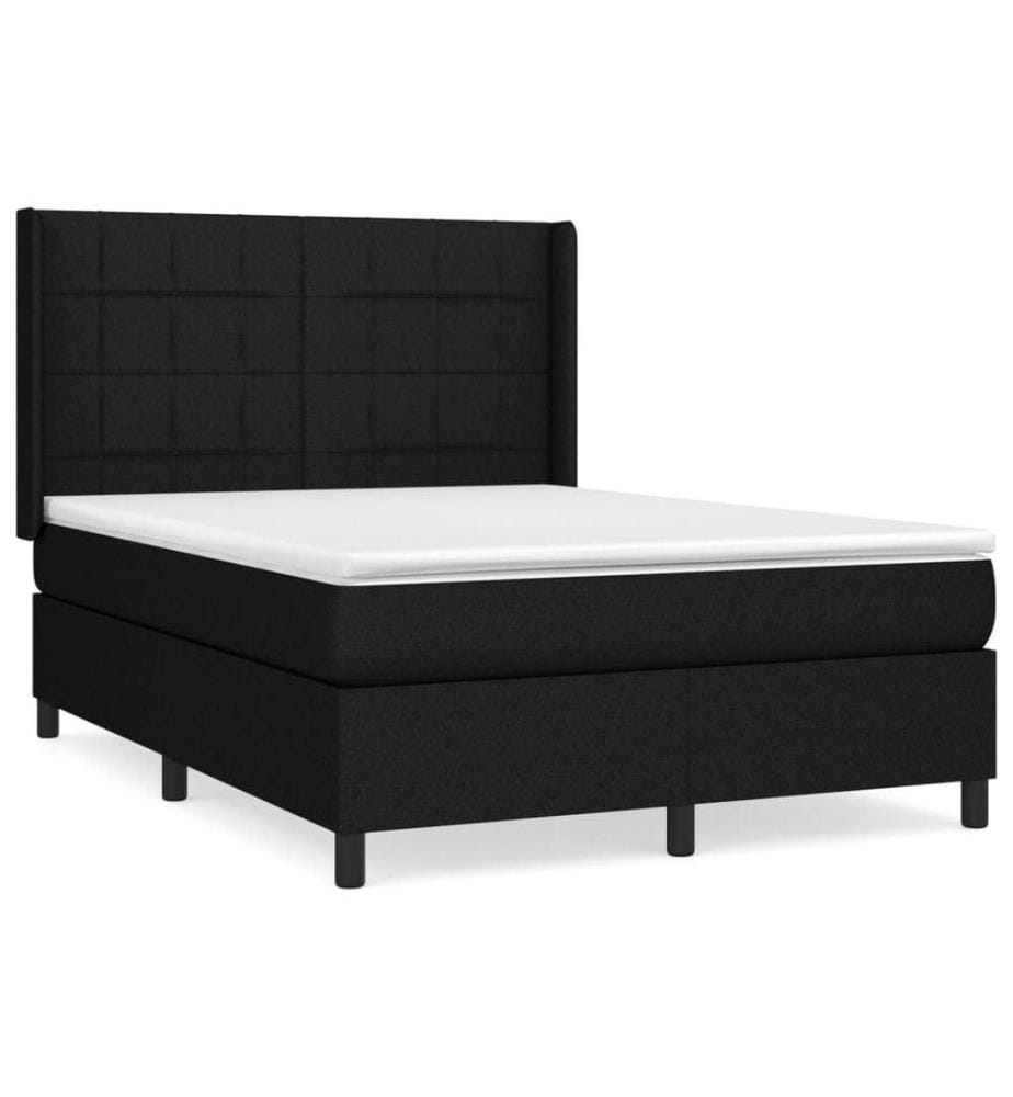 Boxspringbett mit Matratze Schwarz 140x190 cm Stoff