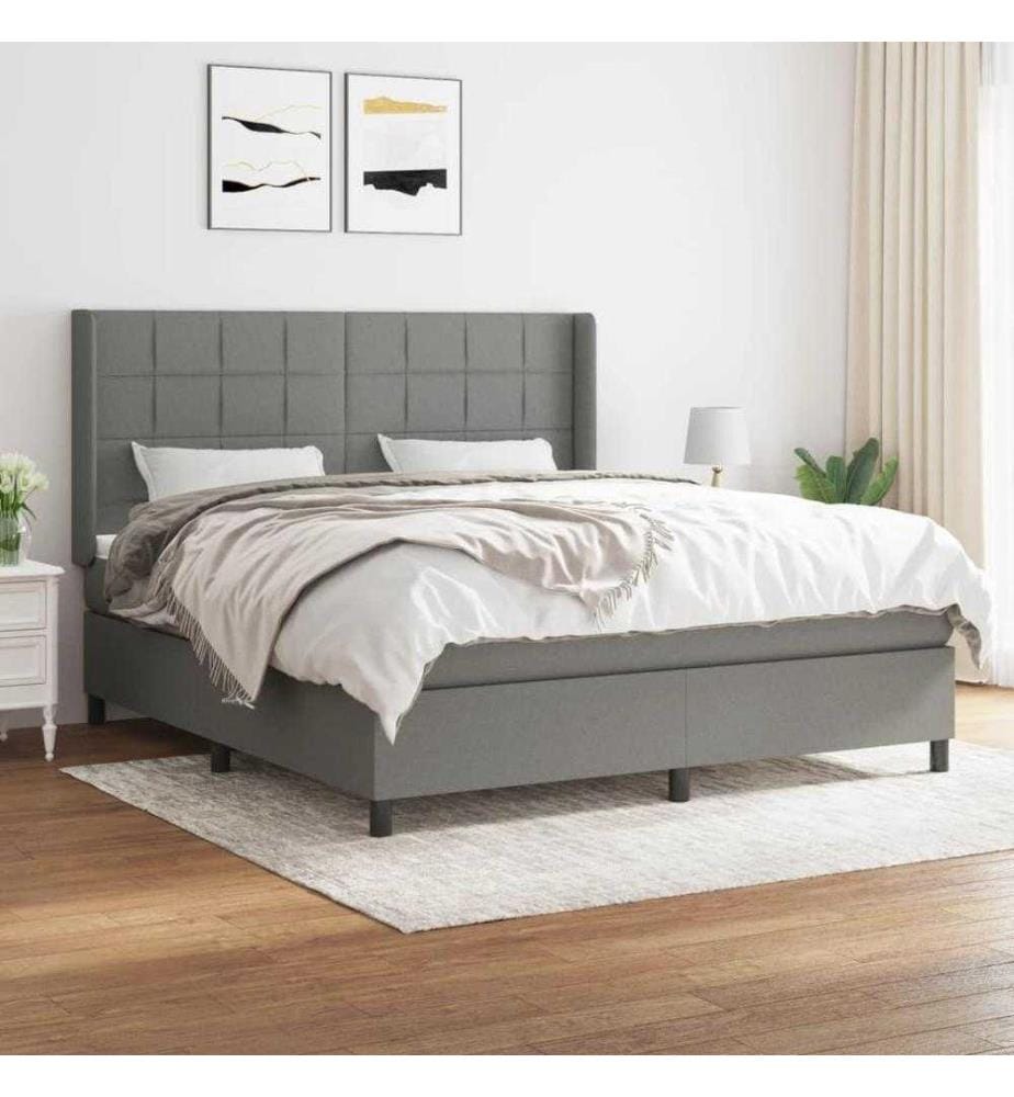 Boxspringbett mit Matratze Dunkelgrau 160x200 cm Stoff