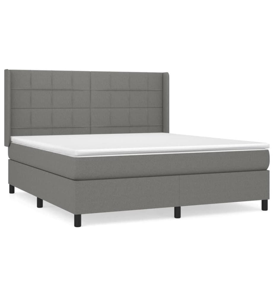 Boxspringbett mit Matratze Dunkelgrau 160x200 cm Stoff