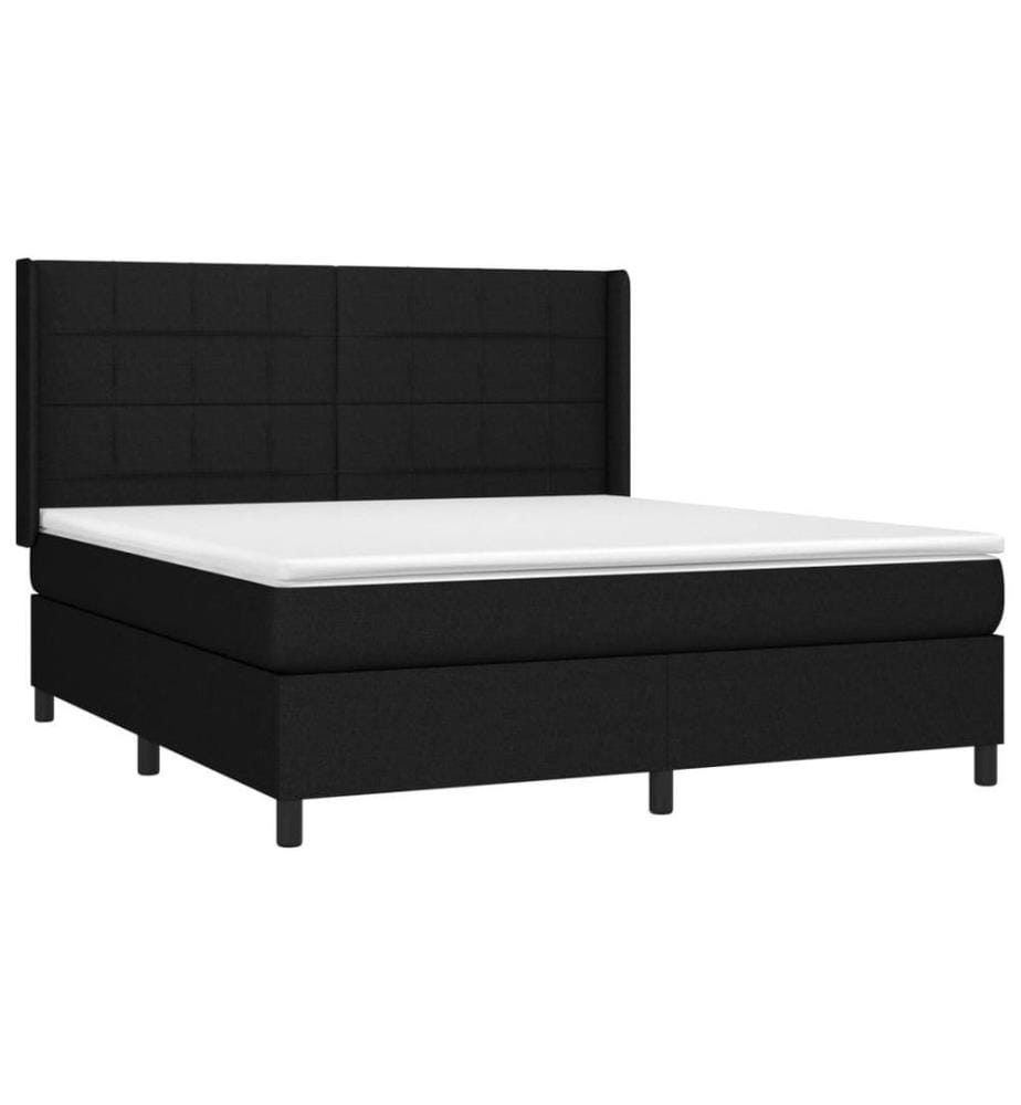 Boxspringbett mit Matratze Schwarz 180x200 cm Stoff