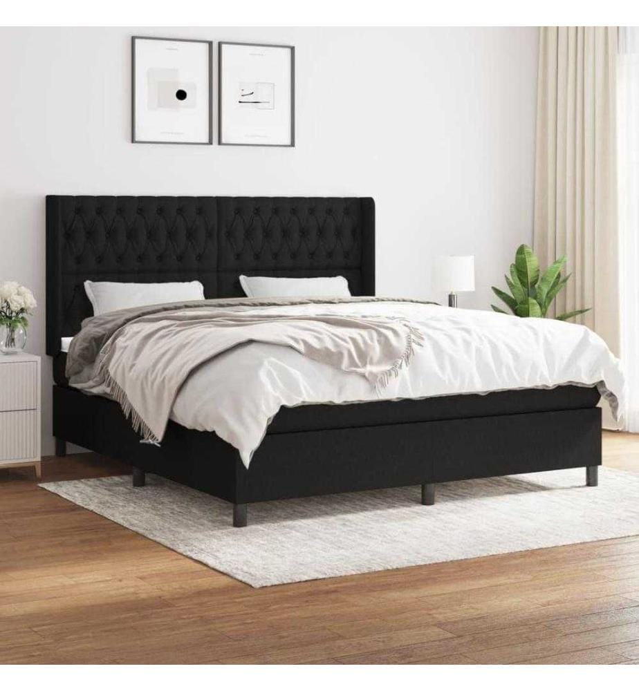 Boxspringbett mit Matratze Schwarz 180x200 cm Stoff