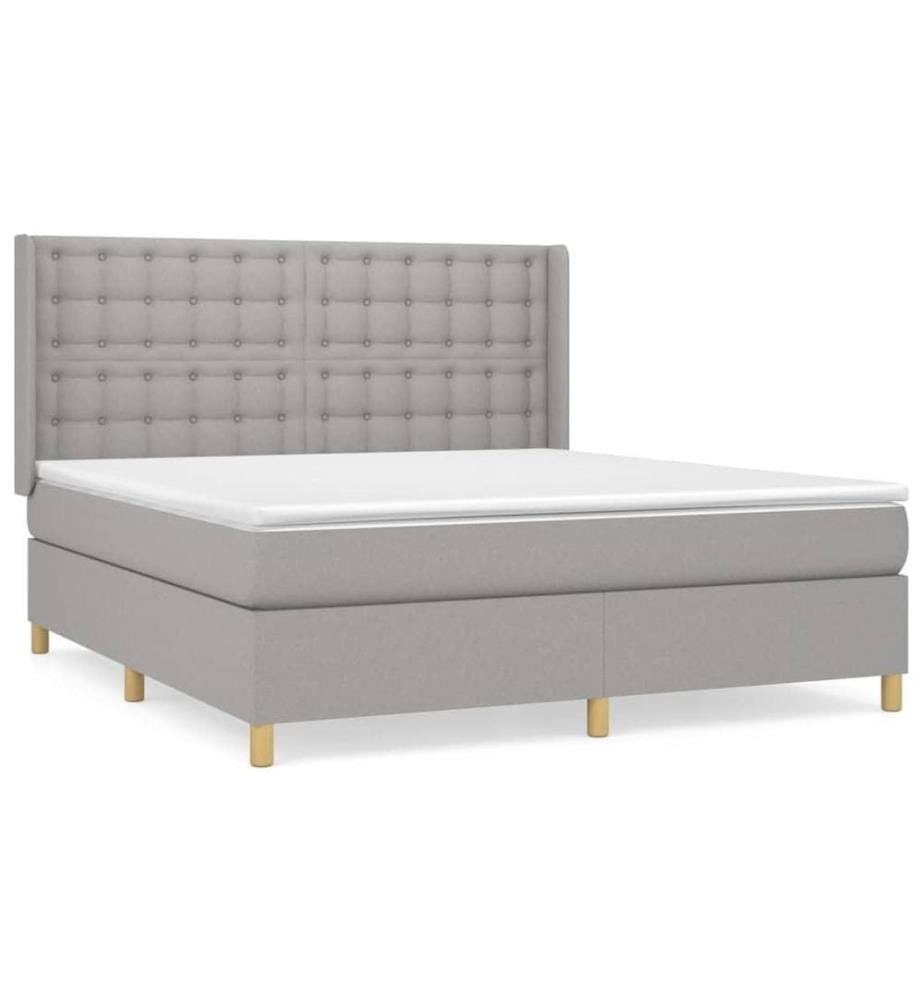 Boxspringbett mit Matratze Hellgrau 180x200 cm Stoff