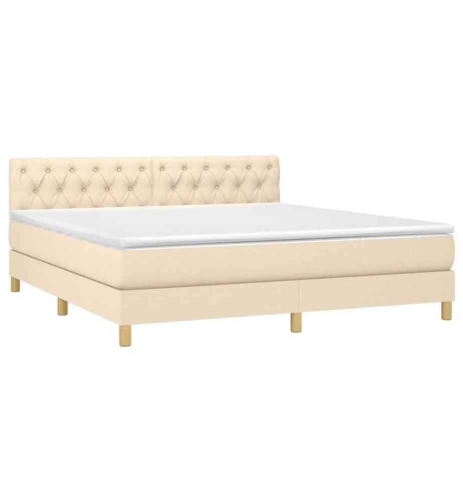 Boxspringbett mit Matratze & LED Creme 160x200 cm Stoff