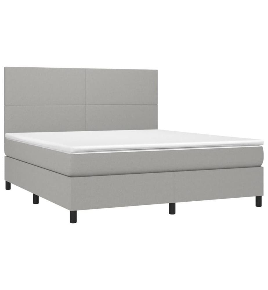 Boxspringbett mit Matratze & LED Hellgrau 180x200 cm Stoff