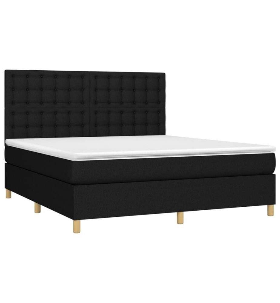 Boxspringbett mit Matratze & LED Schwarz 160x200 cm Stoff