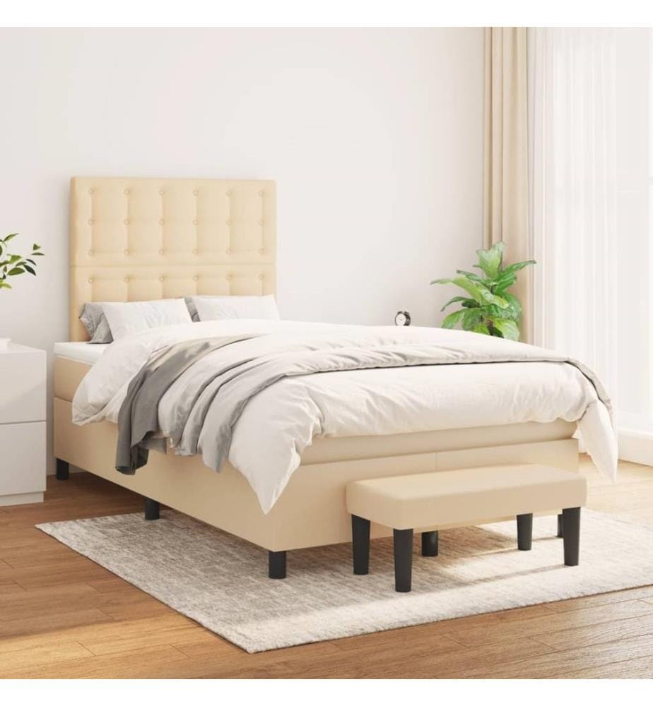 Boxspringbett mit Matratze Creme 120x200 cm Stoff