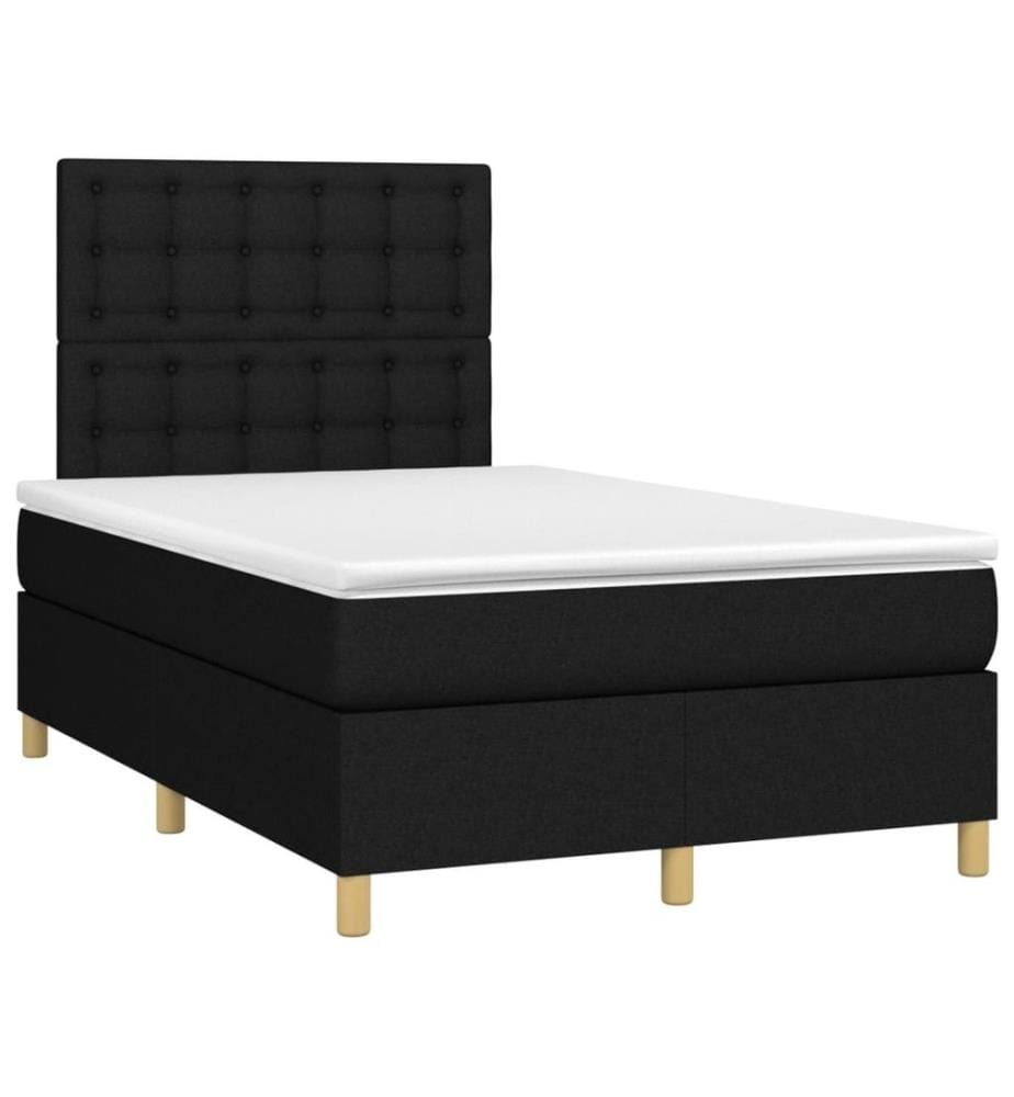Boxspringbett mit Matratze & LED Schwarz 120x200 cm Stoff