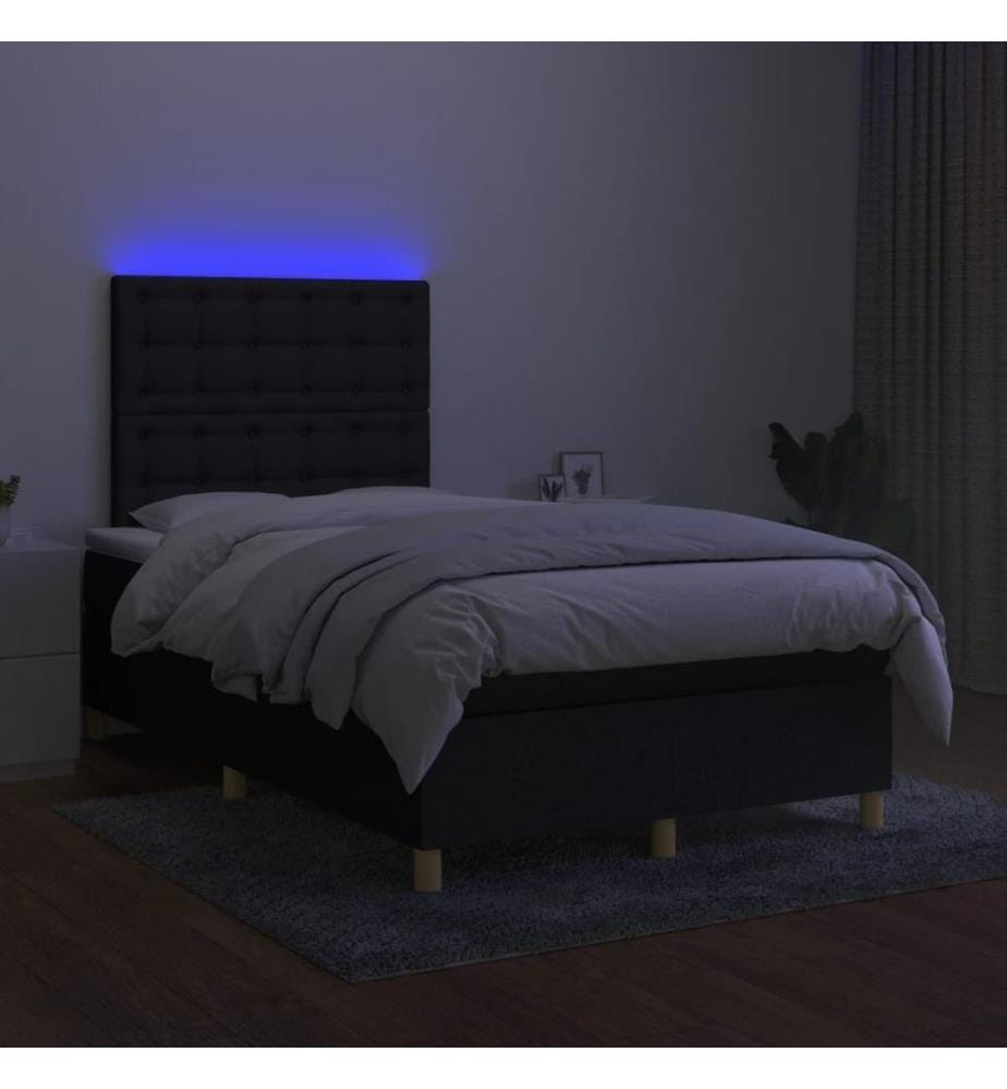 Boxspringbett mit Matratze & LED Schwarz 120x200 cm Stoff