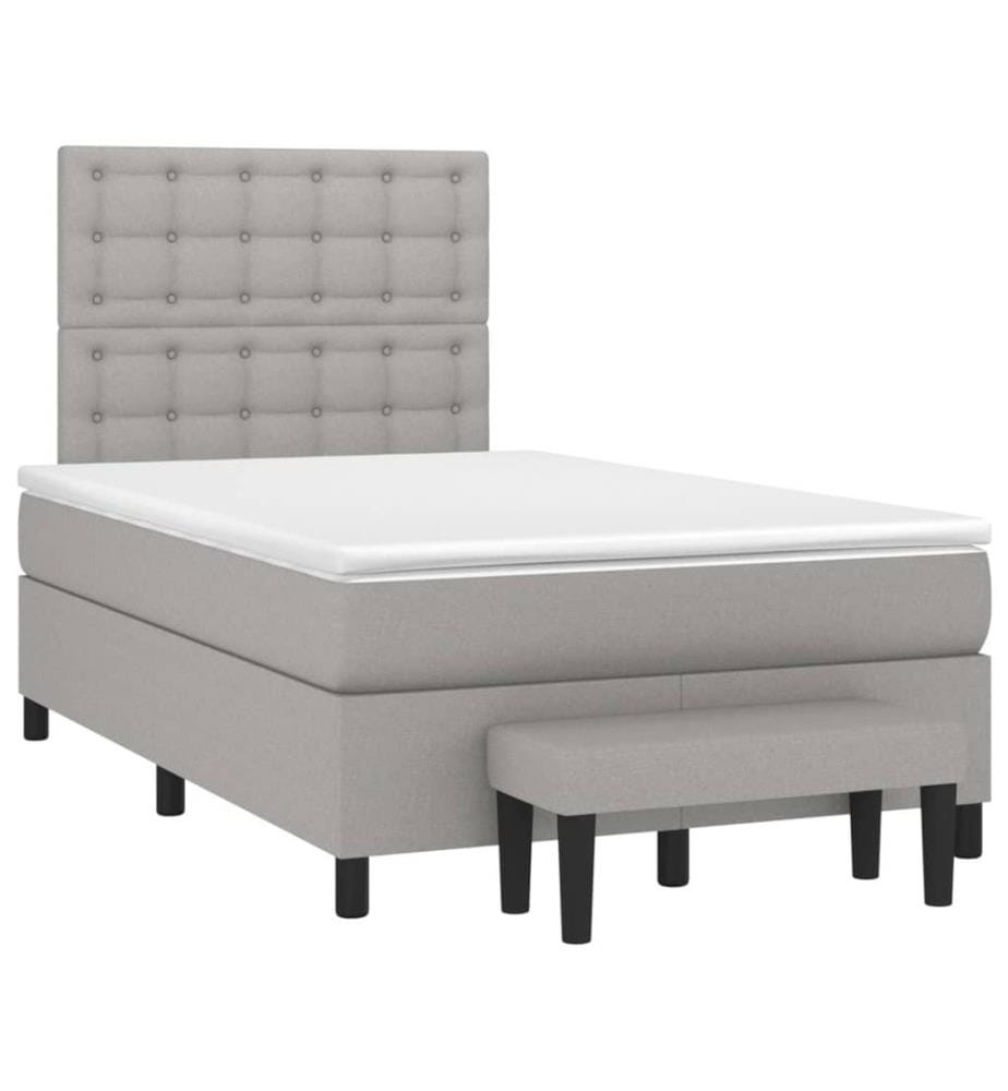 Boxspringbett mit Matratze Hellgrau 120x200 cm Stoff
