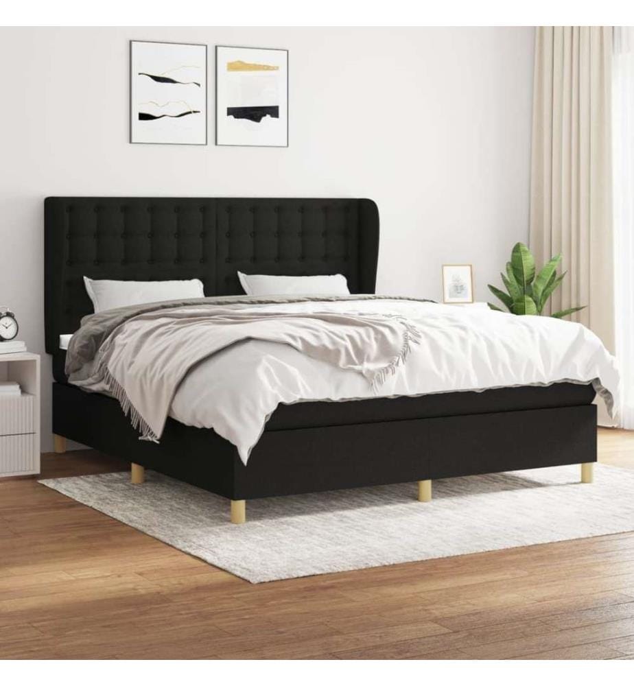 Boxspringbett mit Matratze Schwarz 160x200 cm Stoff
