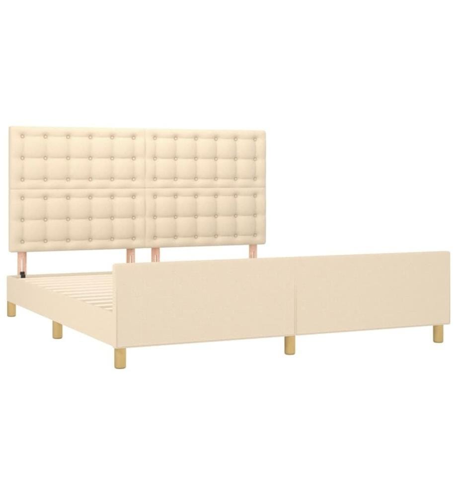 Cadre de lit avec tête de lit Crème 160 x 200 cm Tissu