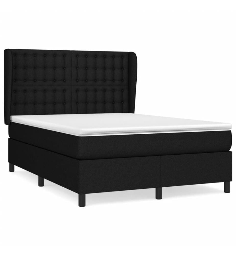 Boxspringbett mit Matratze Schwarz 140x200 cm Stoff