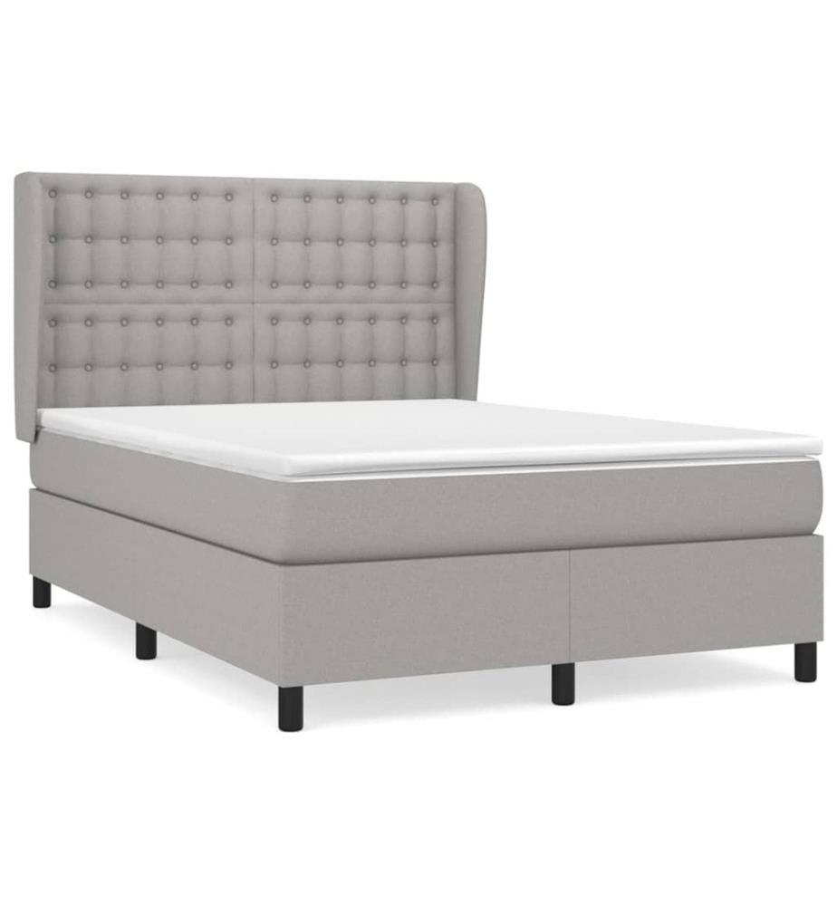 Boxspringbett mit Matratze Hellgrau 140x200 cm Stoff