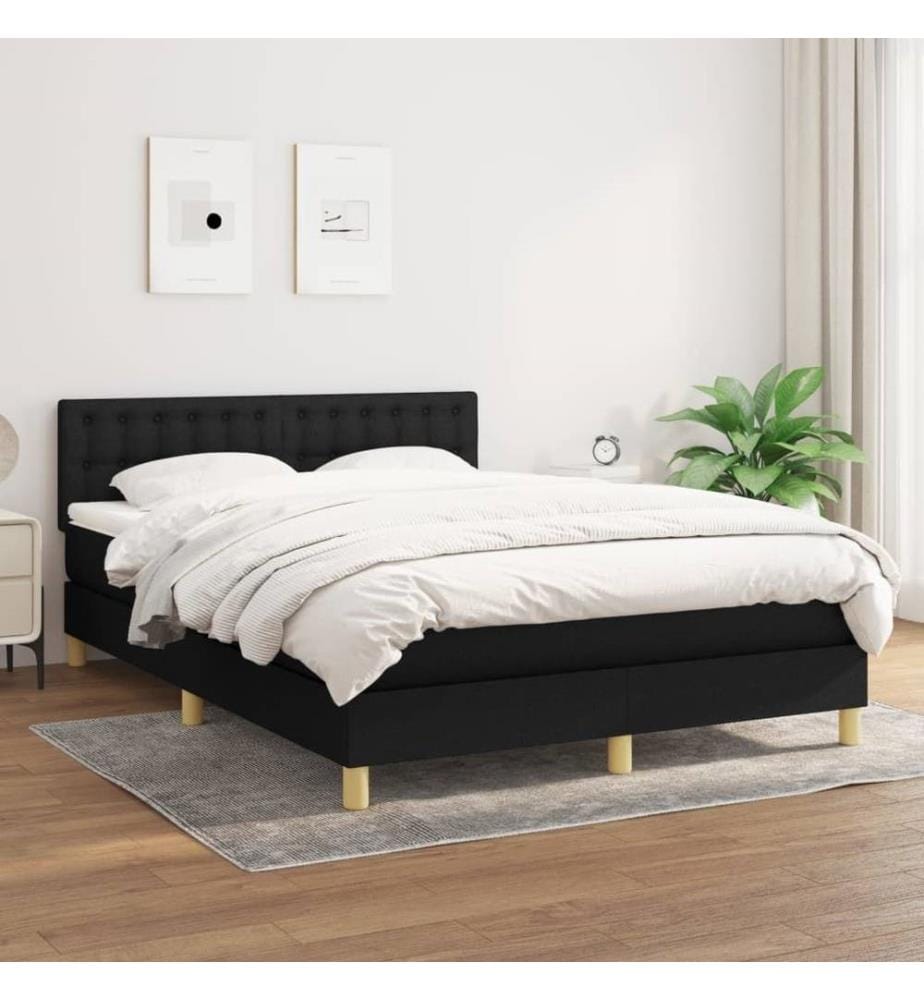 Boxspringbett mit Matratze Schwarz 140x190 cm Stoff