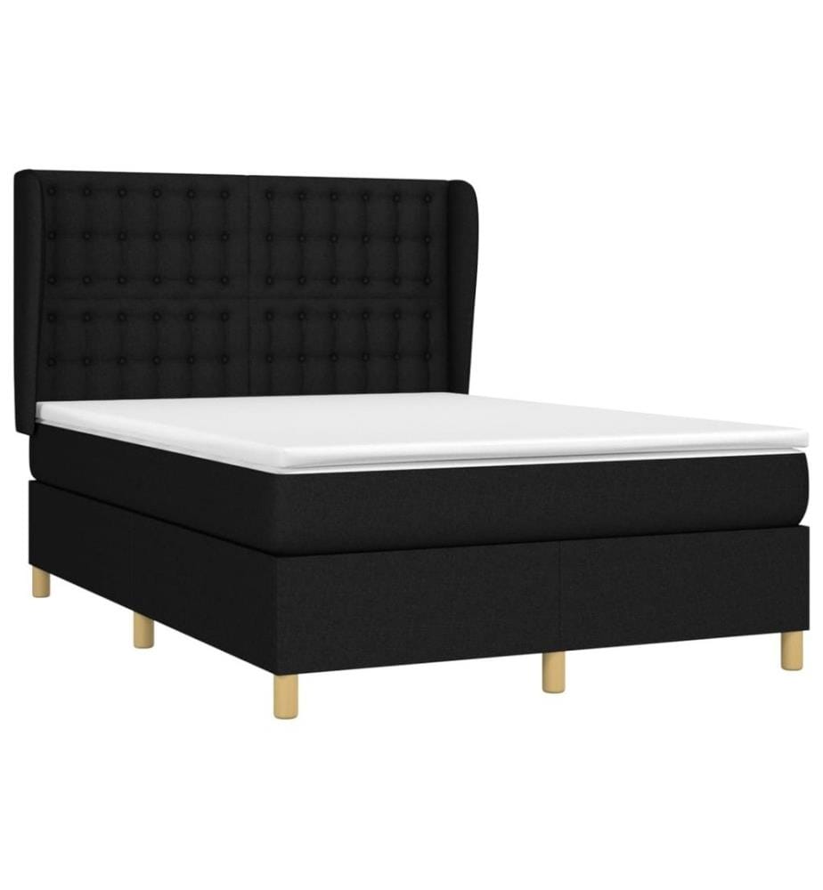 Boxspringbett mit Matratze Schwarz 140x200 cm Stoff