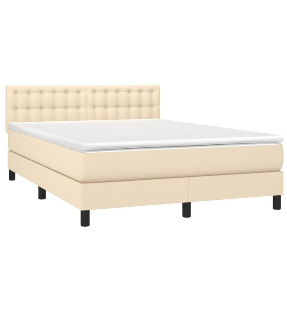Boxspringbett mit Matratze & LED Creme 140x190 cm Stoff