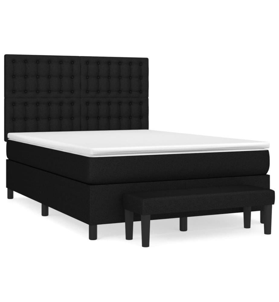 Boxspringbett mit Matratze Schwarz 140x190 cm Stoff