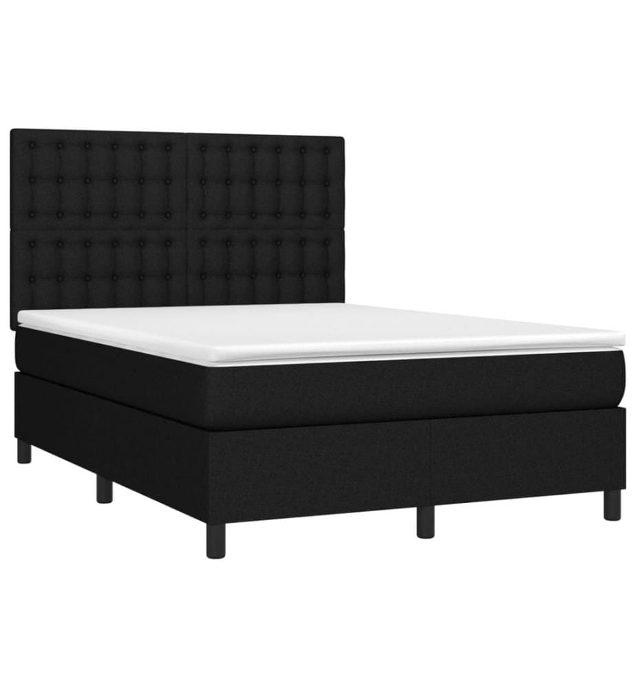 Boxspringbett mit Matratze Schwarz 140x190 cm Stoff