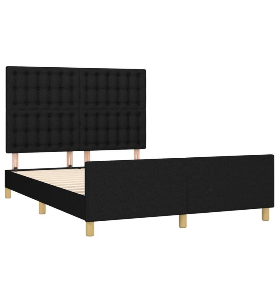 Bettgestell mit Kopfteil Schwarz 140x190 cm Stoff