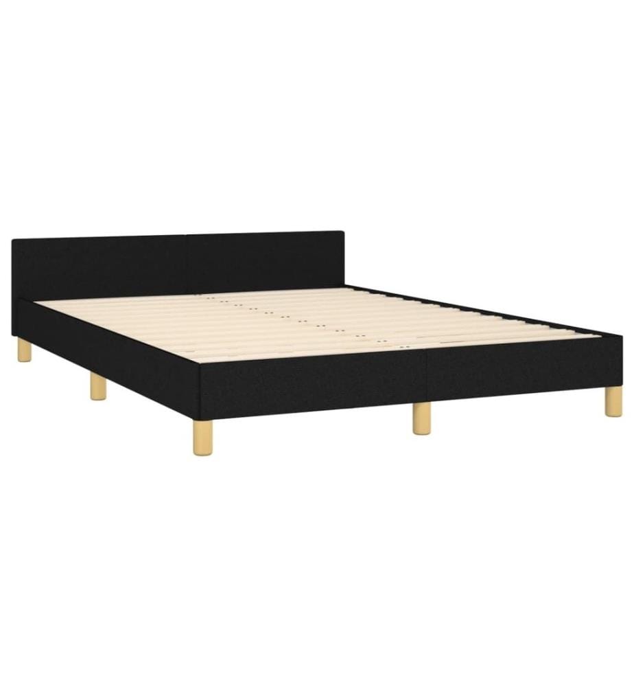 Bettgestell mit Kopfteil Schwarz 140x190 cm Stoff
