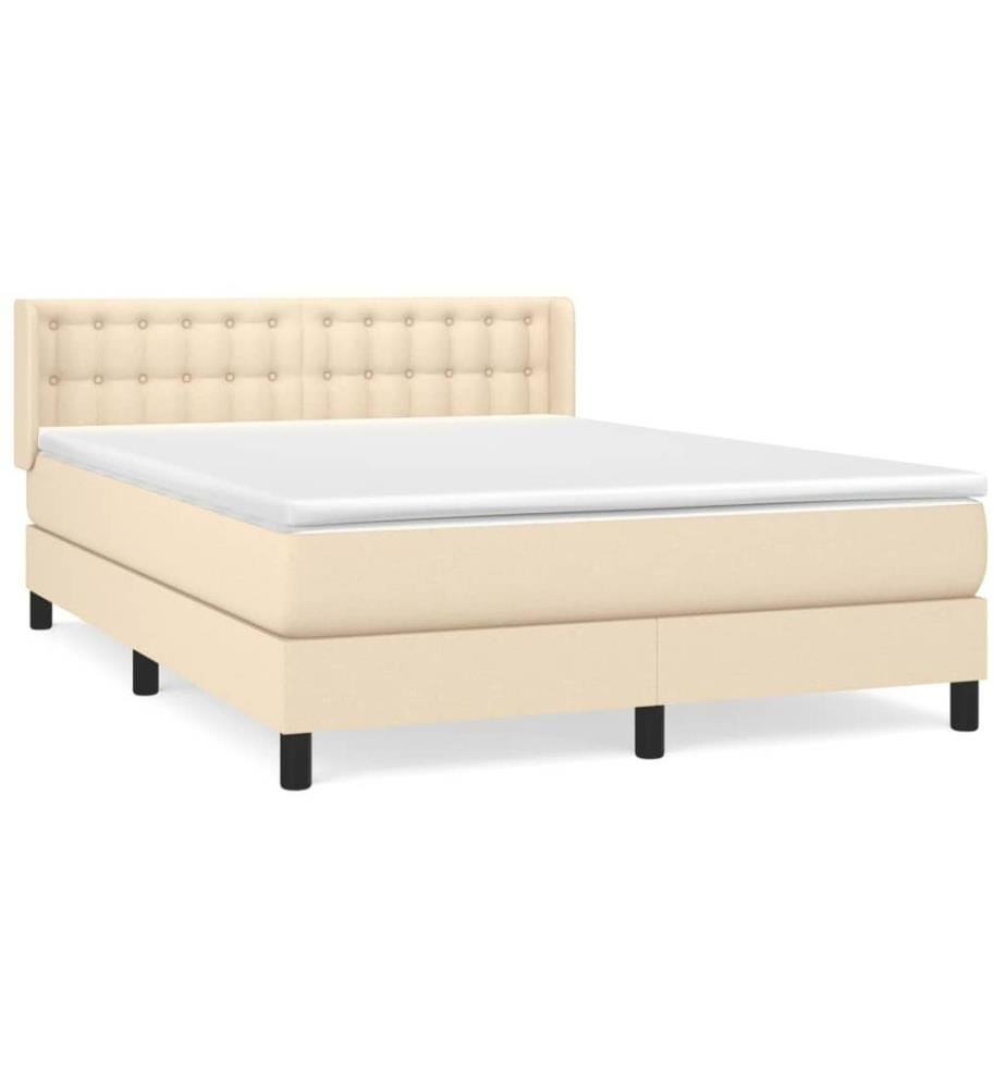 Boxspringbett mit Matratze Creme 140x190 cm Stoff