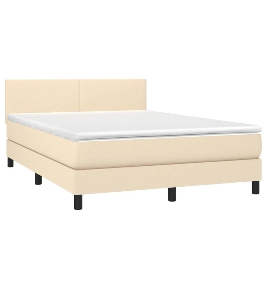 Boxspringbett mit Matratze Creme 140x190 cm Stoff