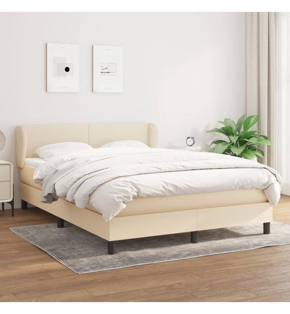 Boxspringbett mit Matratze Creme 140x190 cm Stoff