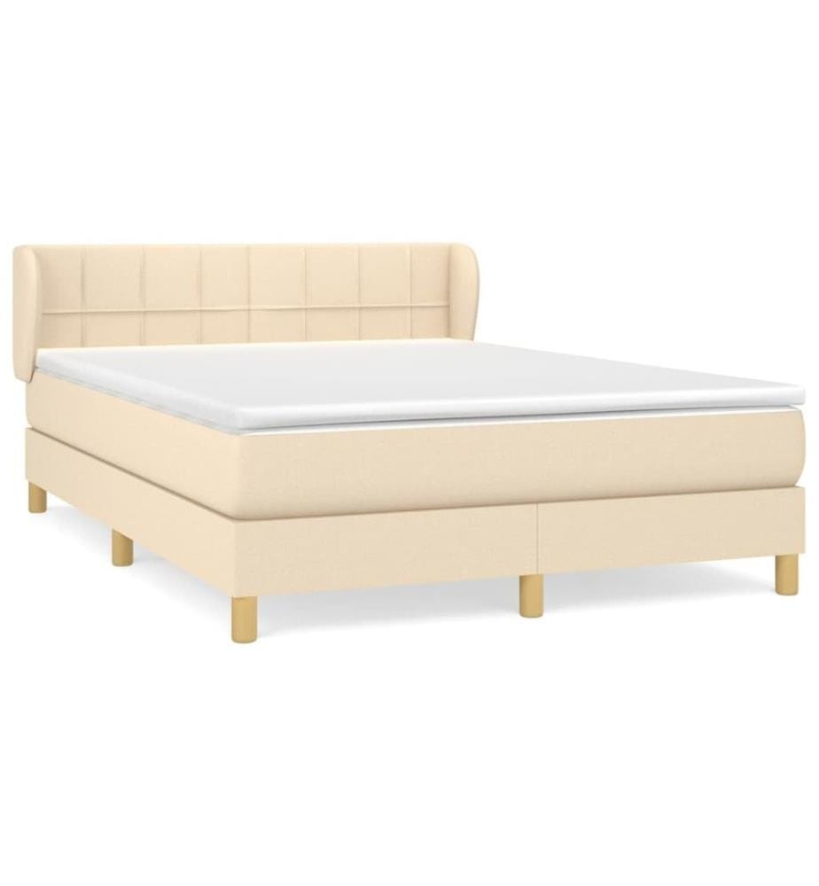 Boxspringbett mit Matratze Creme 140x190 cm Stoff