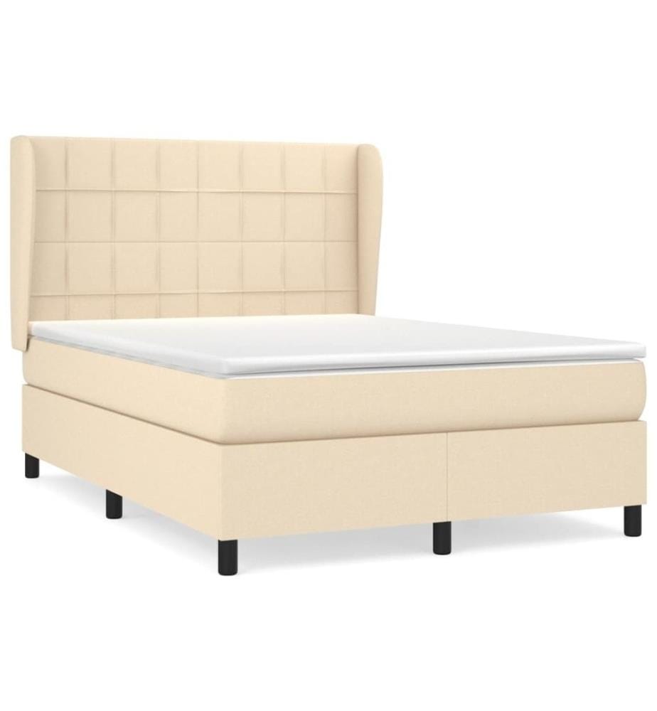 Boxspringbett mit Matratze Creme 140x190 cm Stoff
