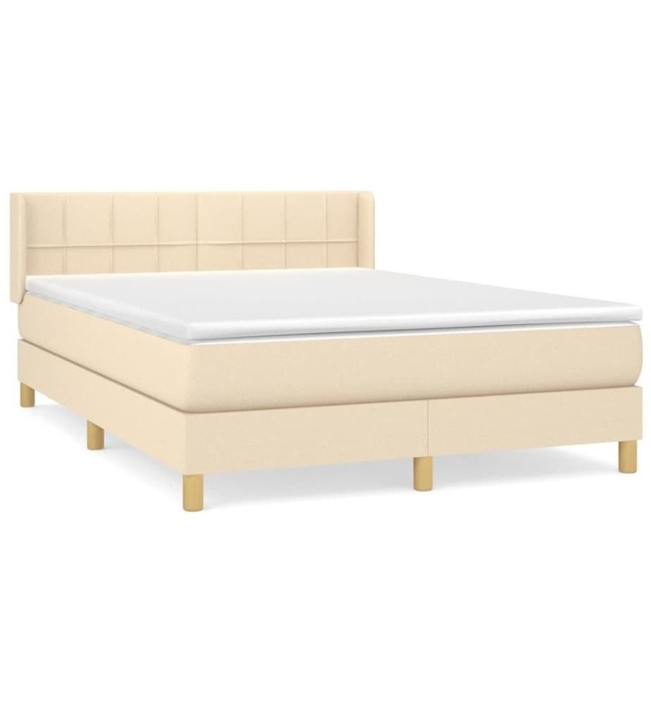 Boxspringbett mit Matratze Creme 140x190 cm Stoff