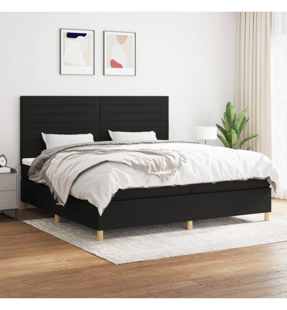 Boxspringbett mit Matratze Schwarz 200x200 cm Stoff