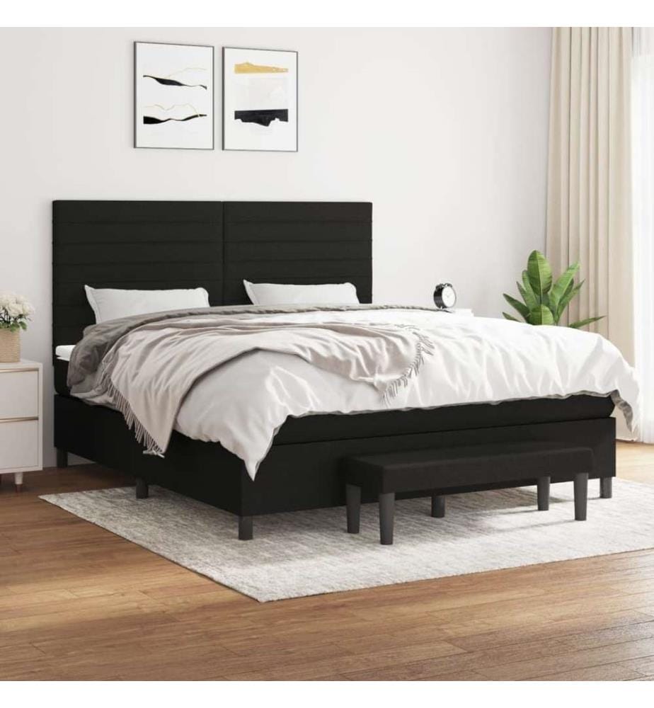 Boxspringbett mit Matratze Schwarz 180x200 cm Stoff