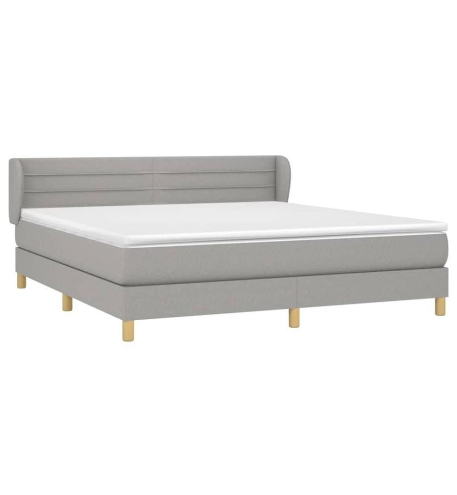 Boxspringbett mit Matratze Hellgrau 180x200 cm Stoff