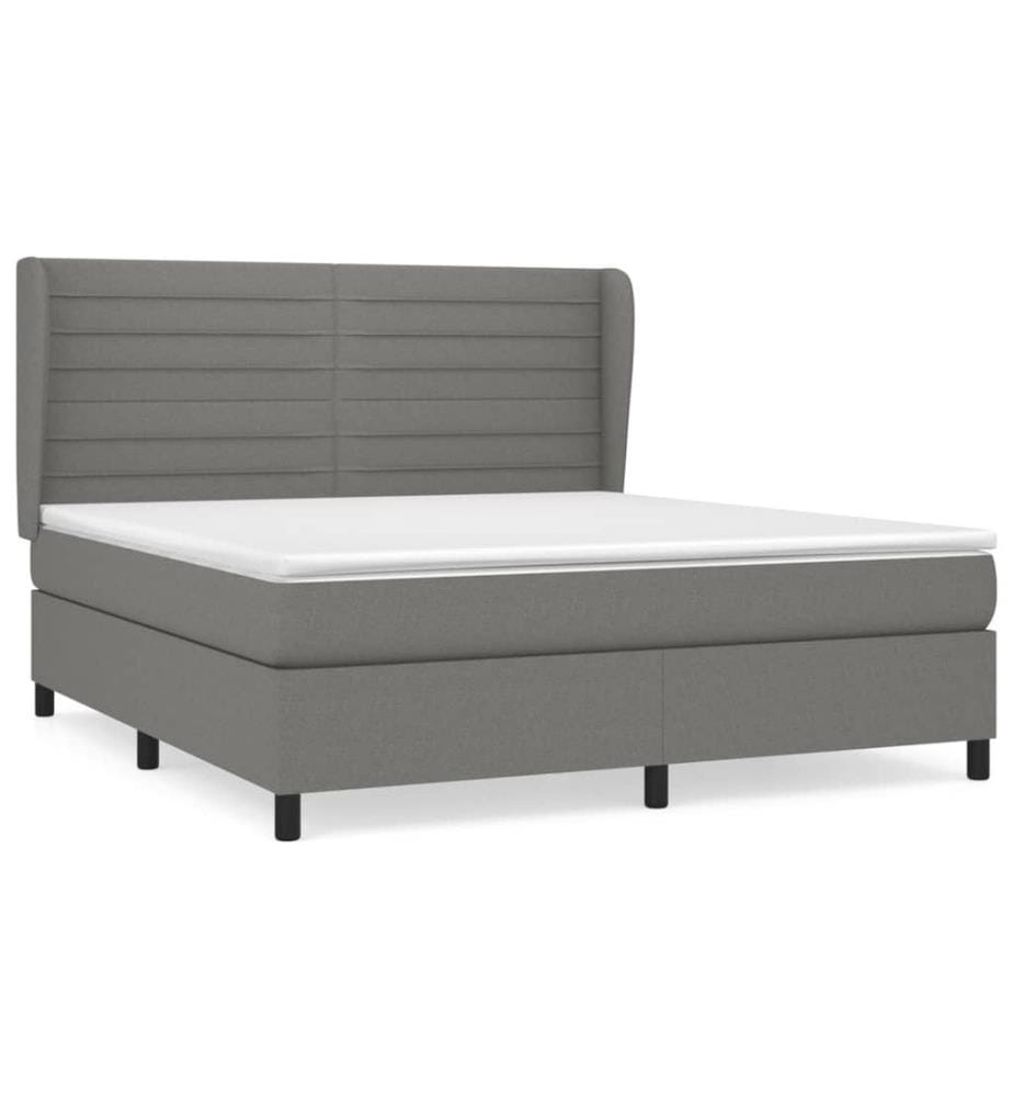 Boxspringbett mit Matratze Dunkelgrau 180x200 cm Stoff