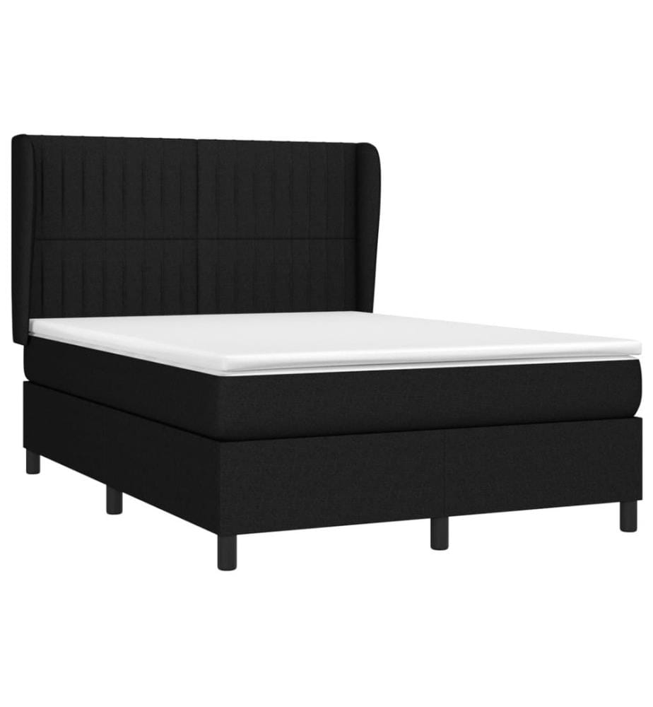 Boxspringbett mit Matratze Schwarz 140x200 cm Stoff